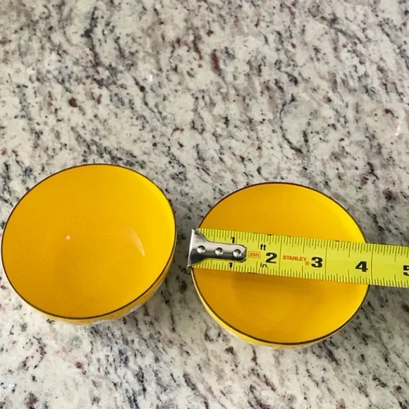Two Cathrineholm 4 Inch Yellow and White Lotus Enamel Bowls - Picture 9 of 9